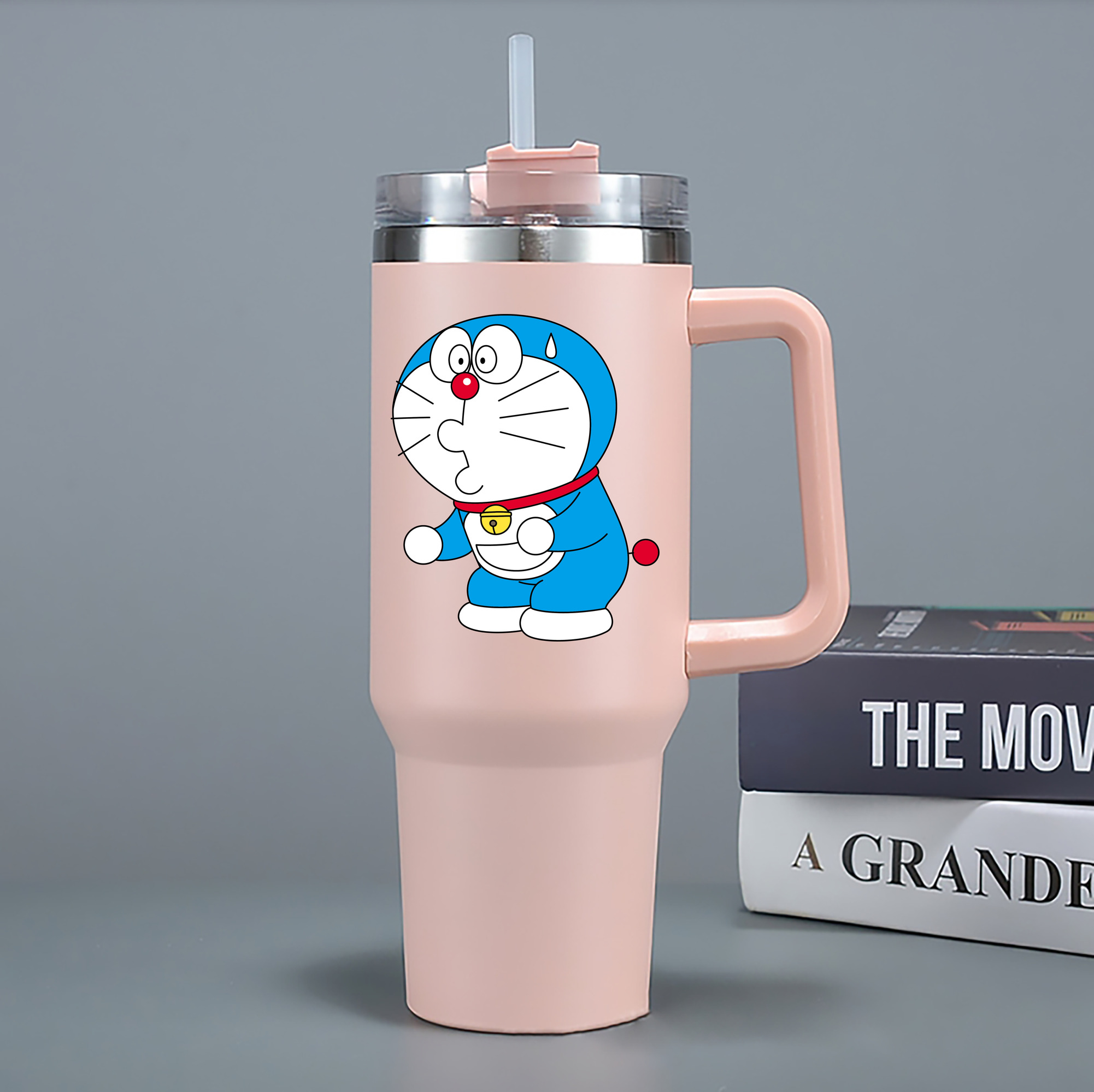 （画像用） ドラえもん Doraemon 1200mL車用タンブラー - クリスタルステッカー（プラスチックストロー付き）